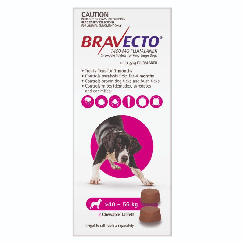 Bravecto Pink Chew for Very Large Dogs - 2 Pack 1