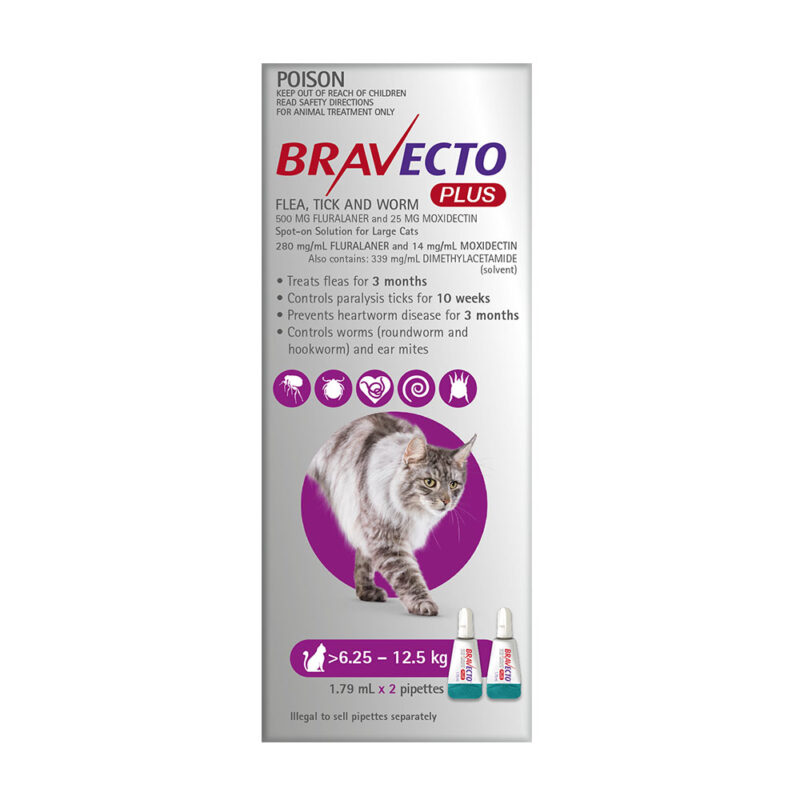Bravecto Plus Purple Spot-On for Large Cats - 2 Pack 1