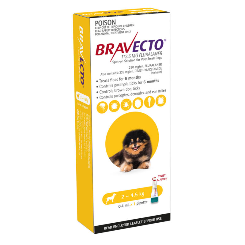 Bravecto Yellow Spot-On for Very Small Dogs - Single 1