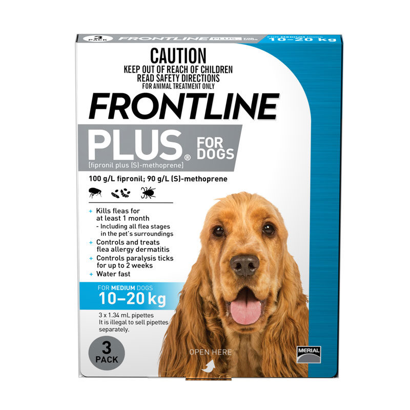 Frontline Plus Blue Spot-On for Medium Dogs - 3 Pack