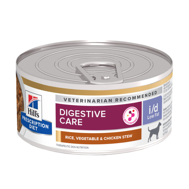 Hills Prescription Diet Canine i/d Digestive Care Low Fat Rice, Chicken & Vegetable Stew 156g x 24 Cans