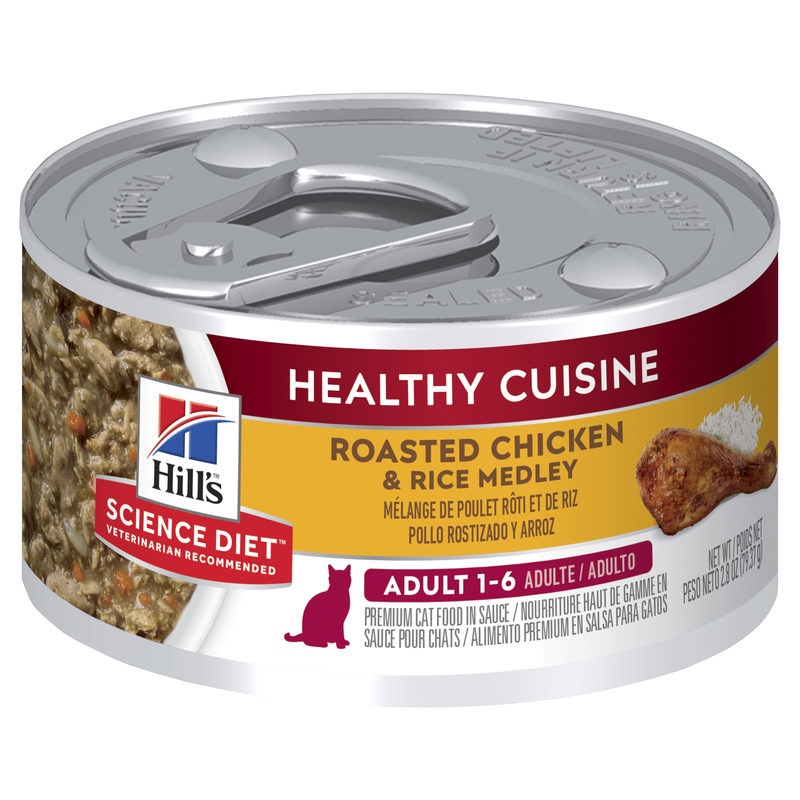 Hills Science Diet Adult Cat Healthy Cuisine Roasted Chicken & Rice Medley 79g x 24 Cans